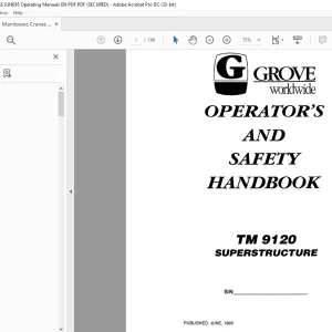 Manitowoc Grove Crane TM9120 Operator’s & Safety Handbook Manual PDF
