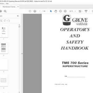 Manitowoc Grove Crane TMS 700 Series Superstructure Operator Manual PDF