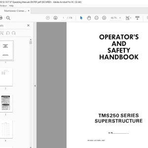 Manitowoc Grove Crane TMS250 Series Superstructure Operator's Manual PDF