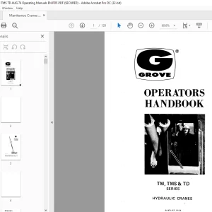 Manitowoc Grove Crane TM,TMS & TD Series Operator`s & Safety Manual