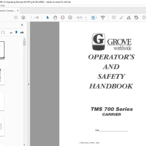 Manitowoc Grove Cranes TMS700 Series Carrier Operator's Manual PDF