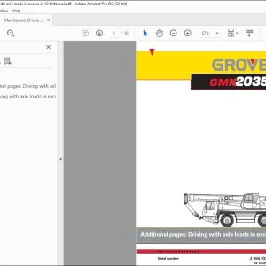 Manitowoc Grove Driving with axle loads in excess of 12 t Manual PDF