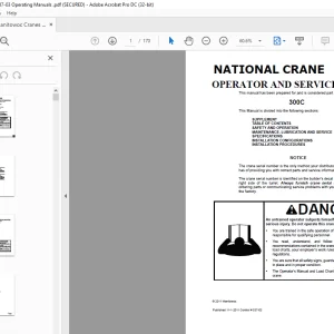Manitowoc Grove National Crane 300C OPERATOR AND SERVICE MANUAL 037-03 PDF