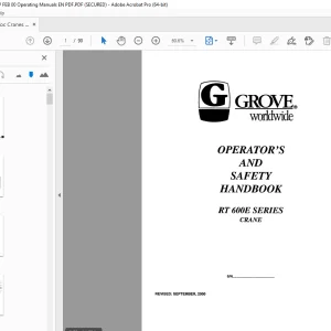 Manitowoc Grove RT600E Series Cranes Operator's Manual PDF