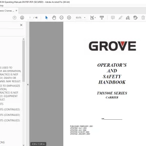 Manitowoc Grove TMS500E Series Carrier Operator's Manual PDF