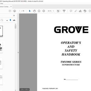 Manitowoc Grove TMS500E Series Superstructure Operator's Manual PDF