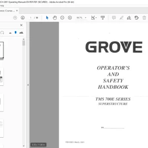 Manitowoc Grove TMS700E Series Superstructure Operator's Manual PDF