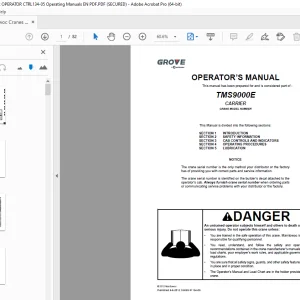 Manitowoc Grove TMS9000E Carrier Operator's Manual PDF