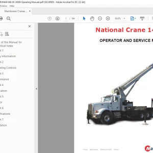 Manitowoc National Crane 1400H Operation & Service Manual PDF