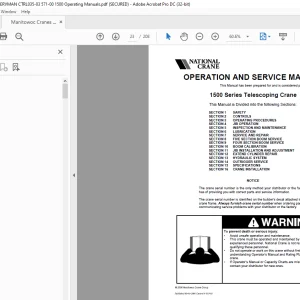 Manitowoc National Crane 1500 Series Crane Operation & Service Manual PDF
