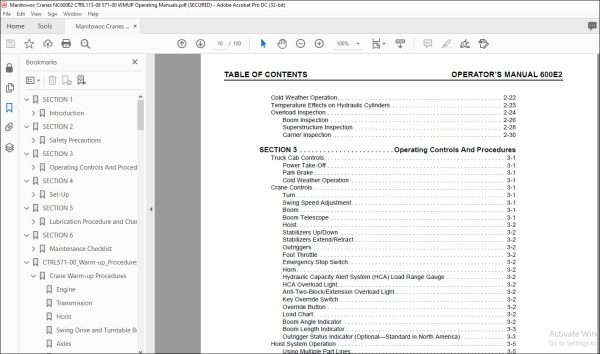 Manitowoc National Crane 600E-2 Operator Manual - PDF DOWNLOAD ...