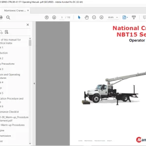 Manitowoc National Crane NBT15 Series Operator Manual - PDF DOWNLOAD