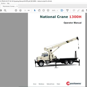 Manitowoc National Cranes 1300H Operator Manual PDF