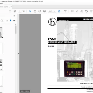 Manitowoc PAT DS 160 Load Moment Indicator Operator's Manual PDF