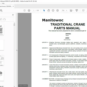 Manitowoc Traditional Crane 2900WC Parts Manual SN 29590 - PDF DOWNLOAD