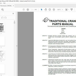 Manitowoc Traditional Crane 2900WC Parts Manual SN 29591 - PDF DOWNLOAD