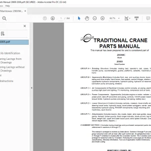 Manitowoc Traditional Crane 2900WC Parts Manual SN 29609 - PDF DOWNLOAD
