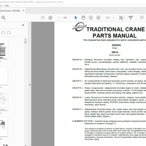 Manitowoc Traditional Crane 2900WC Parts Manual SN 29614 - PDF DOWNLOAD