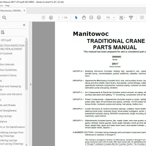 Manitowoc Crane 2900WC Parts Manual SN 29617 - PDF DOWNLOAD