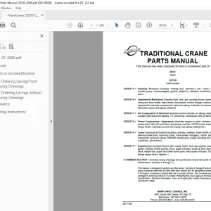Manitowoc Traditional Crane 3000 Parts Manual SN 30160 - PDF DOWNLOAD