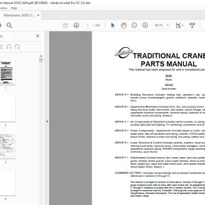 Manitowoc Traditional Crane 3000 Parts Manual SN 30163 - PDF DOWNLOAD