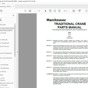 Manitowoc Traditional Crane 3000 Parts Manual SN 3335 - PDF DOWNLOAD