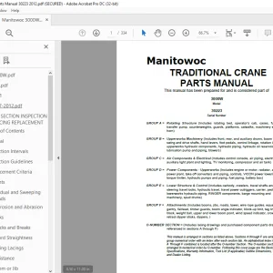 Manitowoc Traditional Crane 3000W Parts Manual SN 30223 - PDF DOWNLOAD