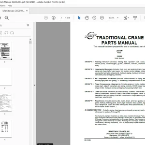 Manitowoc Traditional Crane 3000W Parts Manual SN 30228 PDF