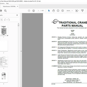 Manitowoc Traditional Crane 3000W Parts Manual SN 30228 - PDF DOWNLOAD