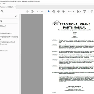 Manitowoc Traditional Crane 3000W Parts Manual SN 30229 - PDF DOWNLOAD