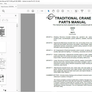 Manitowoc Traditional Crane 3000W Parts Manual SN 30273 - PDF DOWNLOAD