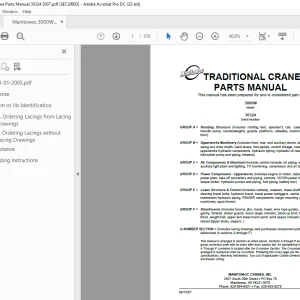 Manitowoc Traditional Crane 3000W Parts Manual SN 30324 - PDF DOWNLOAD