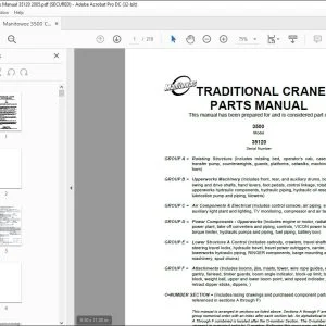Manitowoc Traditional Crane 3500 Parts Manual SN 35120 - PDF DOWNLOAD