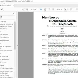 Manitowoc Traditional Crane 3500 Parts Manual SN 35182 PDF