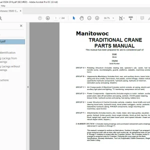 Manitowoc Traditional Crane 3500 Parts Manual SN 35204 -  PDF DOWNLOAD