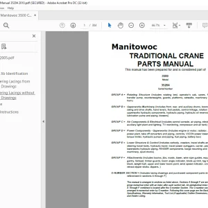 Manitowoc Traditional Crane 3500 Parts Manual SN 35204 - PDF DOWNLOAD