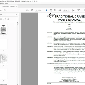 Manitowoc Traditional Crane 3500 Parts Manual SN 35206 - PDF DOWNLOAD