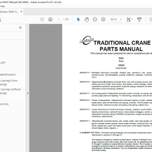 Manitowoc Traditional Crane 3900 Parts Manual SN 39025 - PDF DOWNLOAD