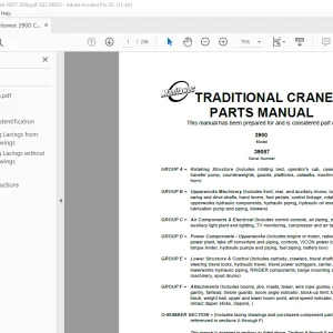 Manitowoc Traditional Crane 3900 Parts Manual SN 39057 - PDF DOWNLOAD