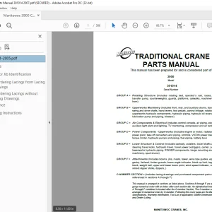 Manitowoc Traditional Crane 3900 Parts Manual SN 391014 PDF