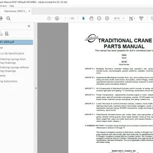 Manitowoc Traditional Crane 3900 Parts Manual SN 39187 - PDF DOWNLOAD