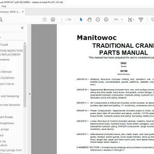 Manitowoc Traditional Crane 3900 Parts Manual SN 39198 - PDF DOWNLOAD