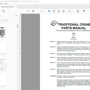 Manitowoc Traditional Crane 3900 Parts Manual SN 3920 - PDF DOWNLOAD