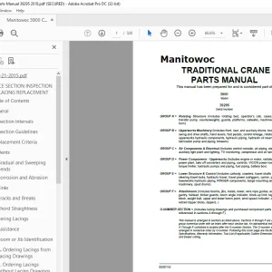 Manitowoc Traditional Crane 3900 Parts Manual SN 39295 PDF