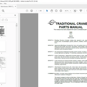 Manitowoc Traditional Crane 3900 Parts Manual SN 39313 - PDF DOWNLOAD
