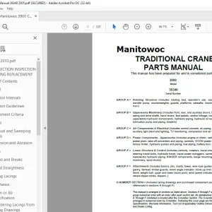 Manitowoc Traditional Crane 3900 Parts Manual SN 39340 - PDF DOWNLOAD