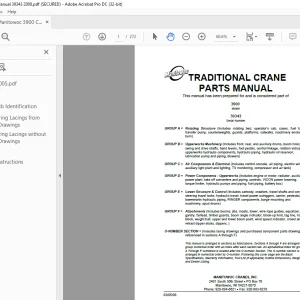 Manitowoc Traditional Crane 3900 Parts Manual SN 39343 - PDF DOWNLOAD