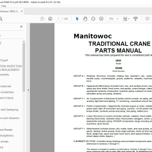 Manitowoc Traditional Crane 3900 Parts Manual SN 39386 - PDF DOWNLOAD