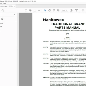 Manitowoc Traditional Crane 3900 Parts Manual SN 39395 - PDF DOWNLOAD
