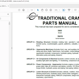Manitowoc Traditional Crane 3900 Parts Manual SN 39419 - PDF DOWNLOAD